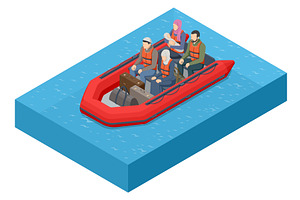 Isometric illustration of refugees, an Illustration by Golden Sikorka