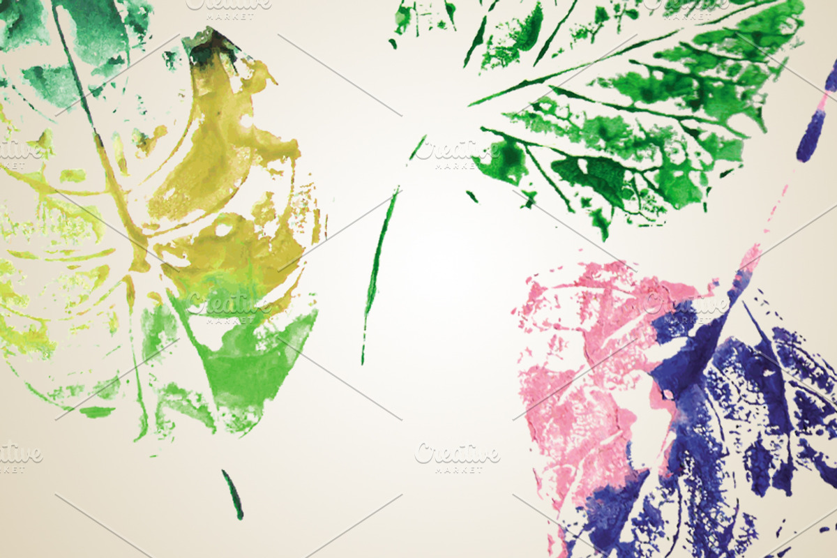 Set of watercolor hand drawn leaves preview 5