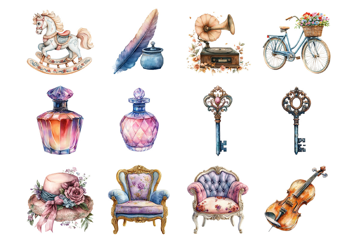 Watercolor Vintage Whimsy, an Illustration by Design Market