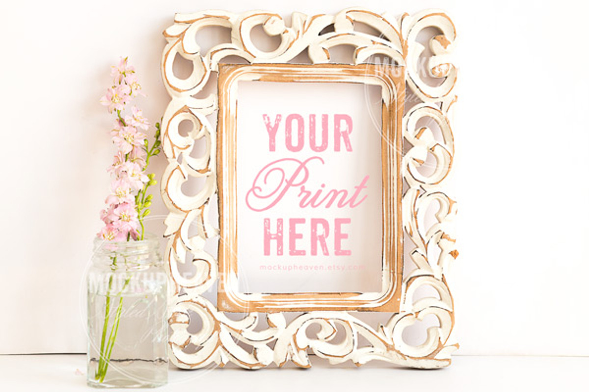 SETOF2 Vintage White Frame Mockup #2, a Print Template by MockUpHeaven (Photo 1 of 2)