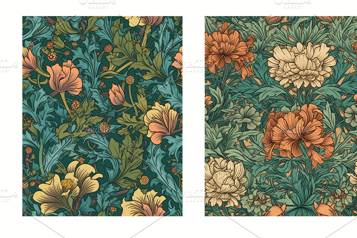 Seamless pattern with flowers, an Illustration by Pundateam (Photo 5 of 5)