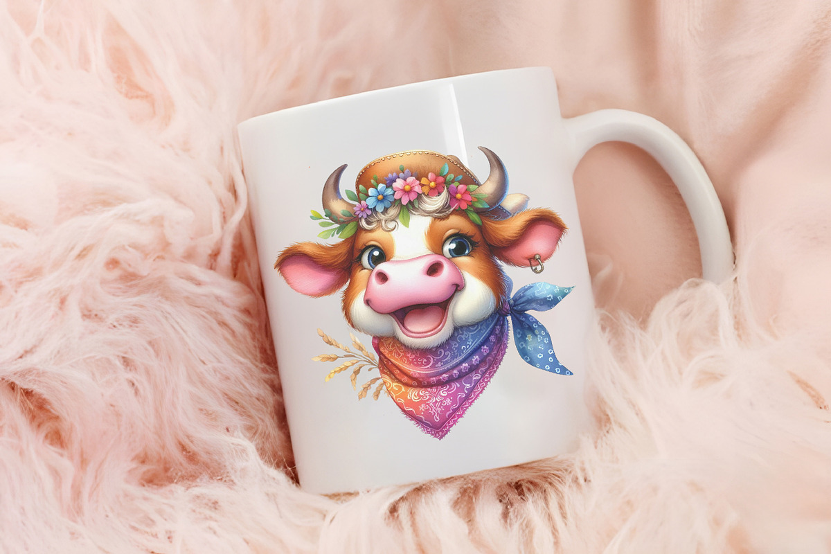Funny Cow Sublimation Clipart, an Illustration by RobertsArt (Photo 3 of 7)