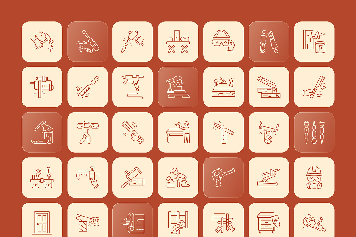 Woodworking Icon Set, an Outline Icon by Prosymbols (Photo 7 of 7)