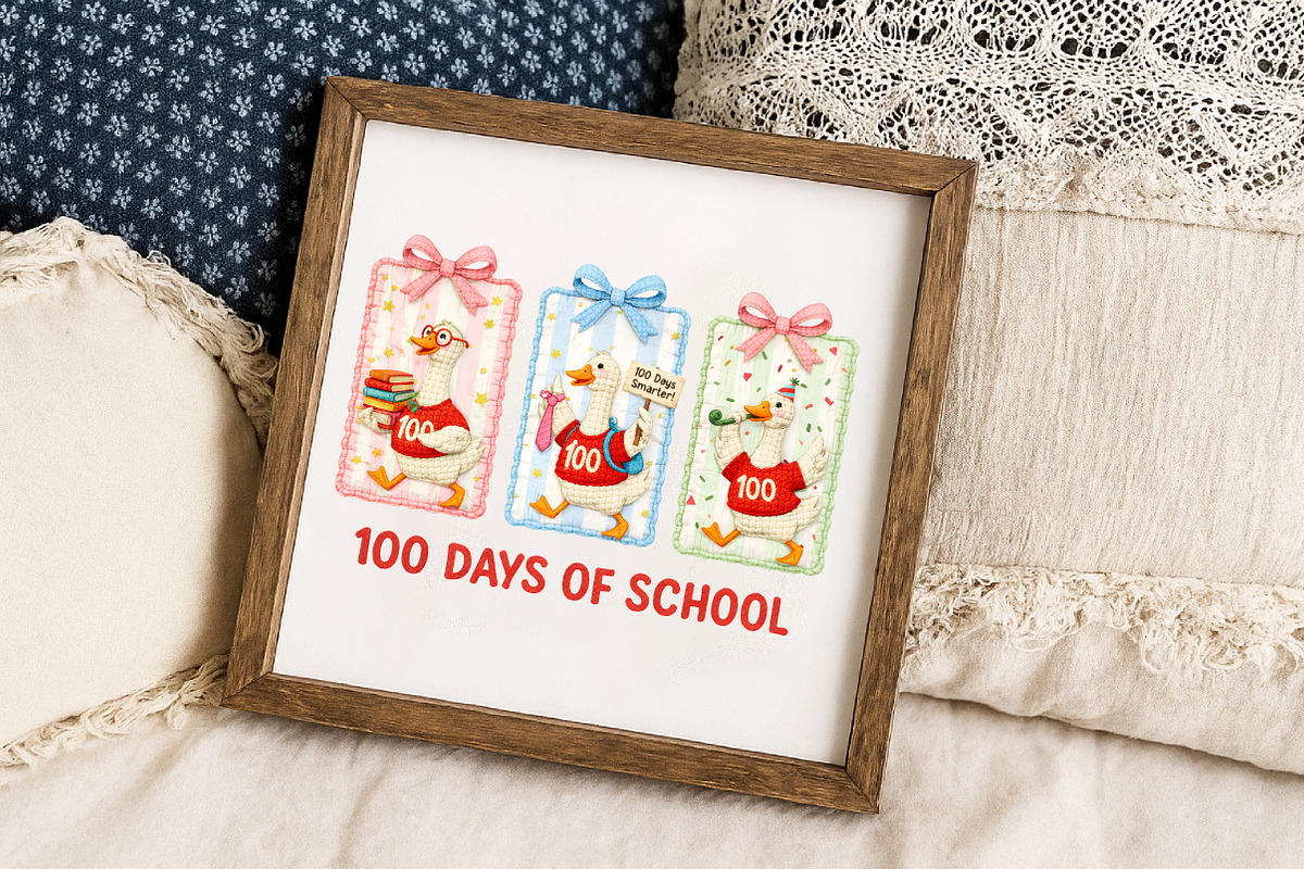 Funny Preppy 100Days of School Goose, an Illustration by Libby Wishes (Photo 6 of 6)