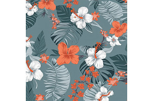 Tropical floral pattern, gray, an Illustration by Lermont51