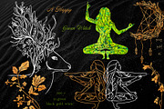 GREEN WITCH YOGA Line Art BUNDLE, a Graphic by ArtOLB (Thumbnail 1 of 13)