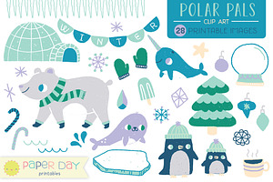 Polar Pals Winter Clip Art Vector