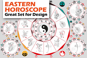 Chinese zodiac wheel with signs.