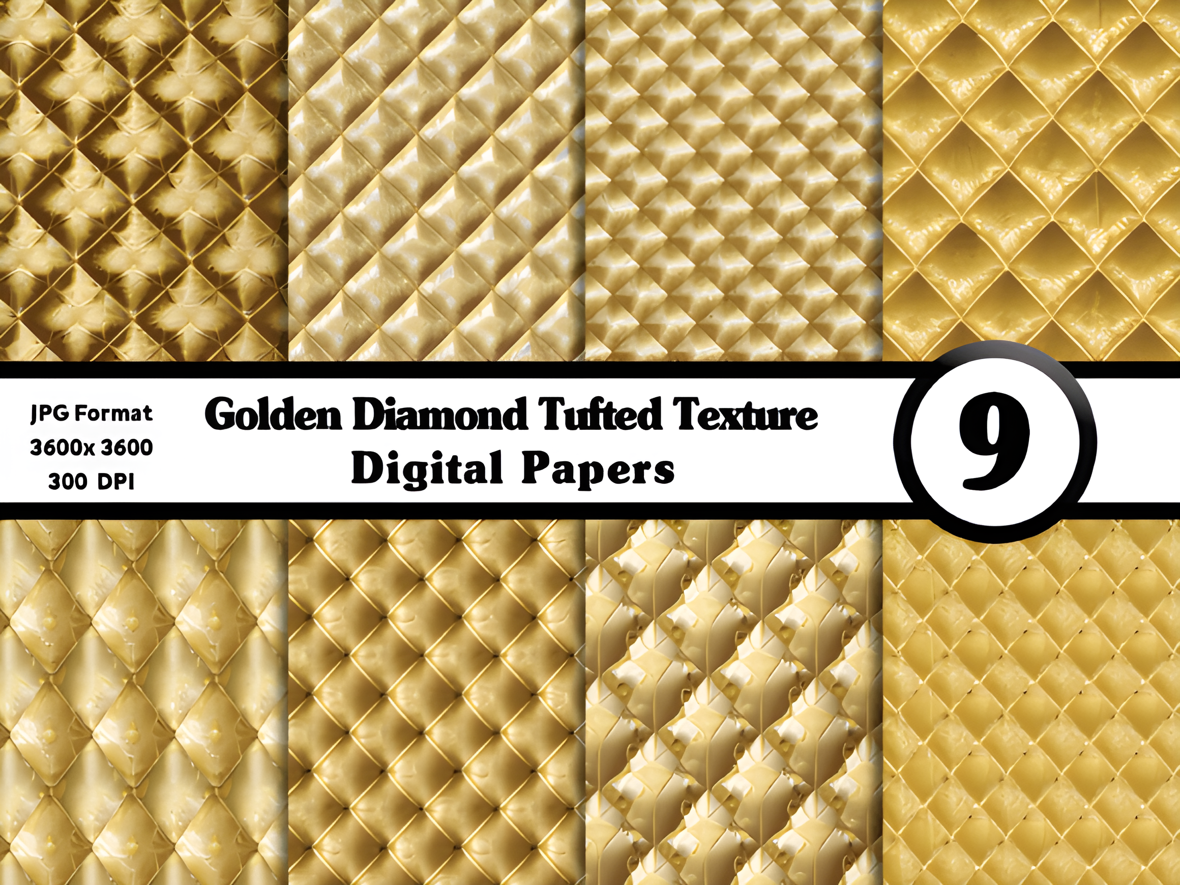 Gold Diamond Tufted Digital Textures, a Texture Graphic by Dizzy Art Studio