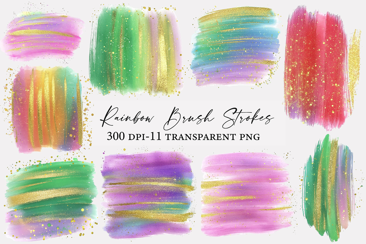 Rainbow Brush Strokes Clipart, an Illustration by Designworld (Photo 1 of 4)