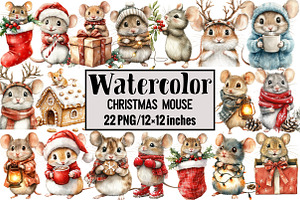 Christmas Mouse, an Illustration by Design Market