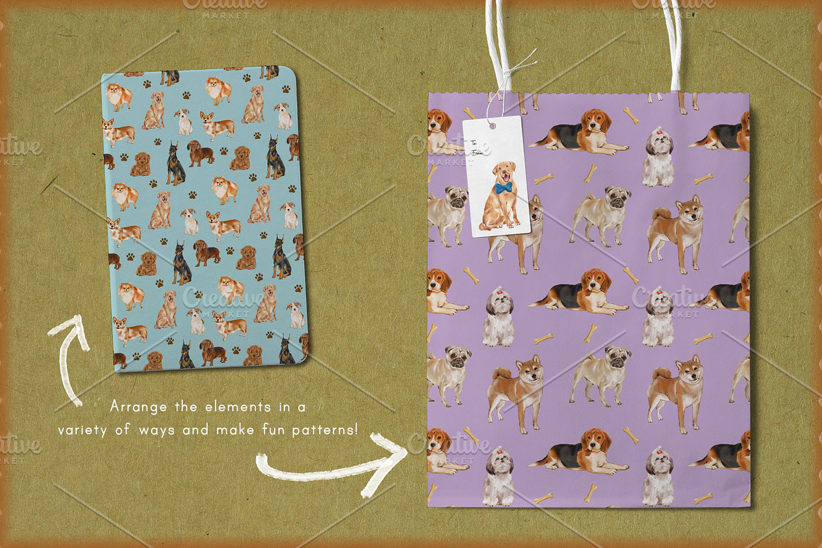 Hand-Painted Dogs Clip-Art, an Animal Illustration by Cynthia Arre (Photo 3 of 6)