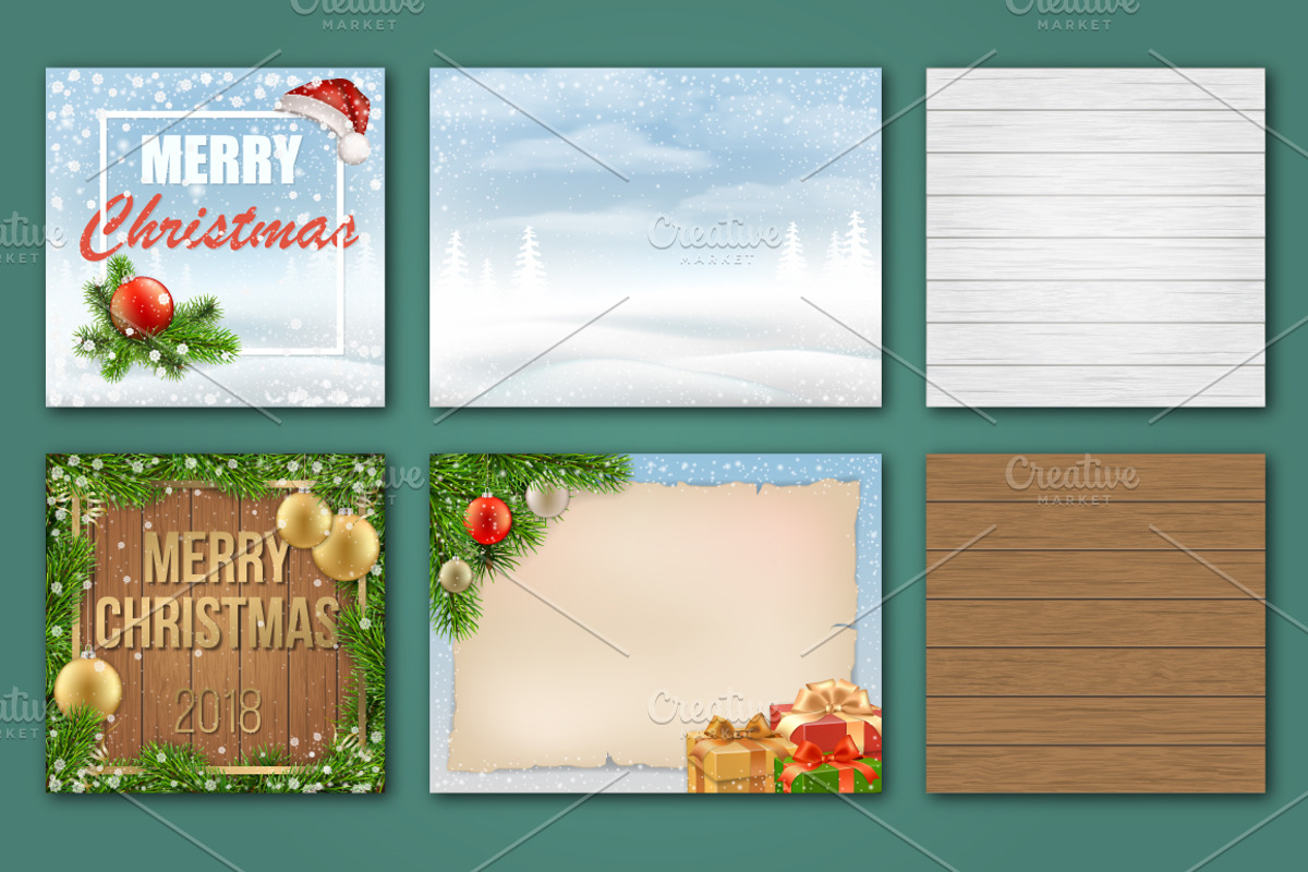 Set for Merry Christmas cards., a Decorative Illustration by belander (Photo 3 of 10)