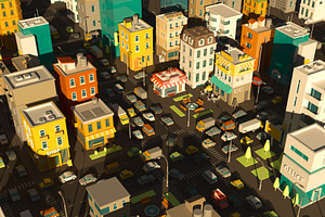 Cartoon City Town District. Street