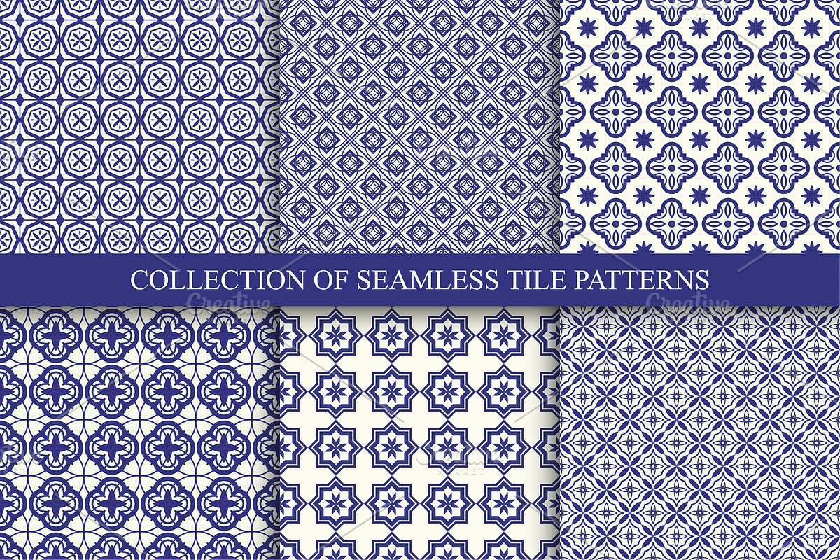 Blue tile seamless ornament patterns, a Pattern Graphic by ExpressShop (Photo 1 of 5)