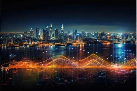 Illuminated skyline embraces vibrant, a Technology Photo by Ylivdesign