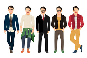 Young Men In Different Male Clothes