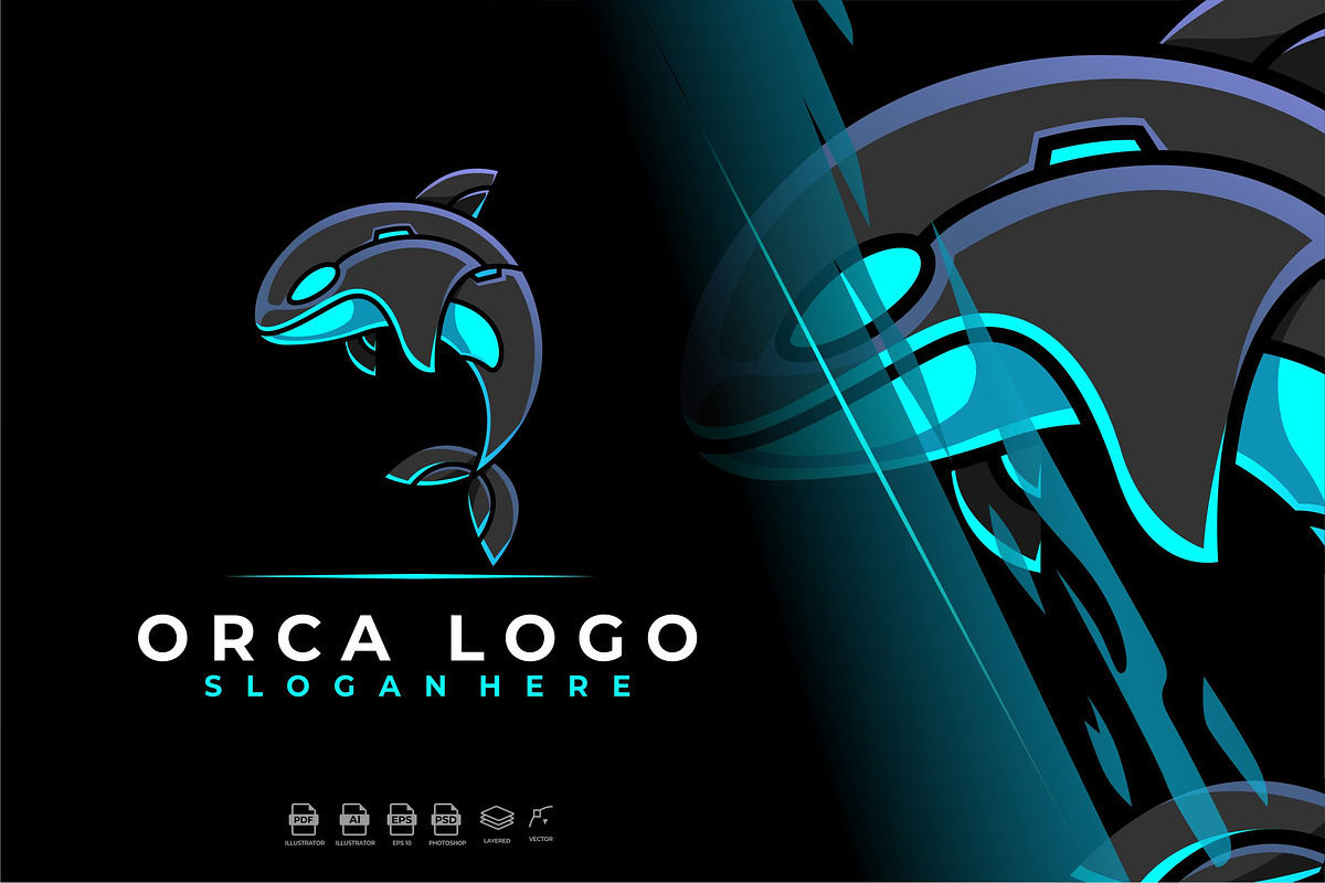 Mecha Robot Orca Killer Whale Logo, a Branding & Logo Template by Rupture