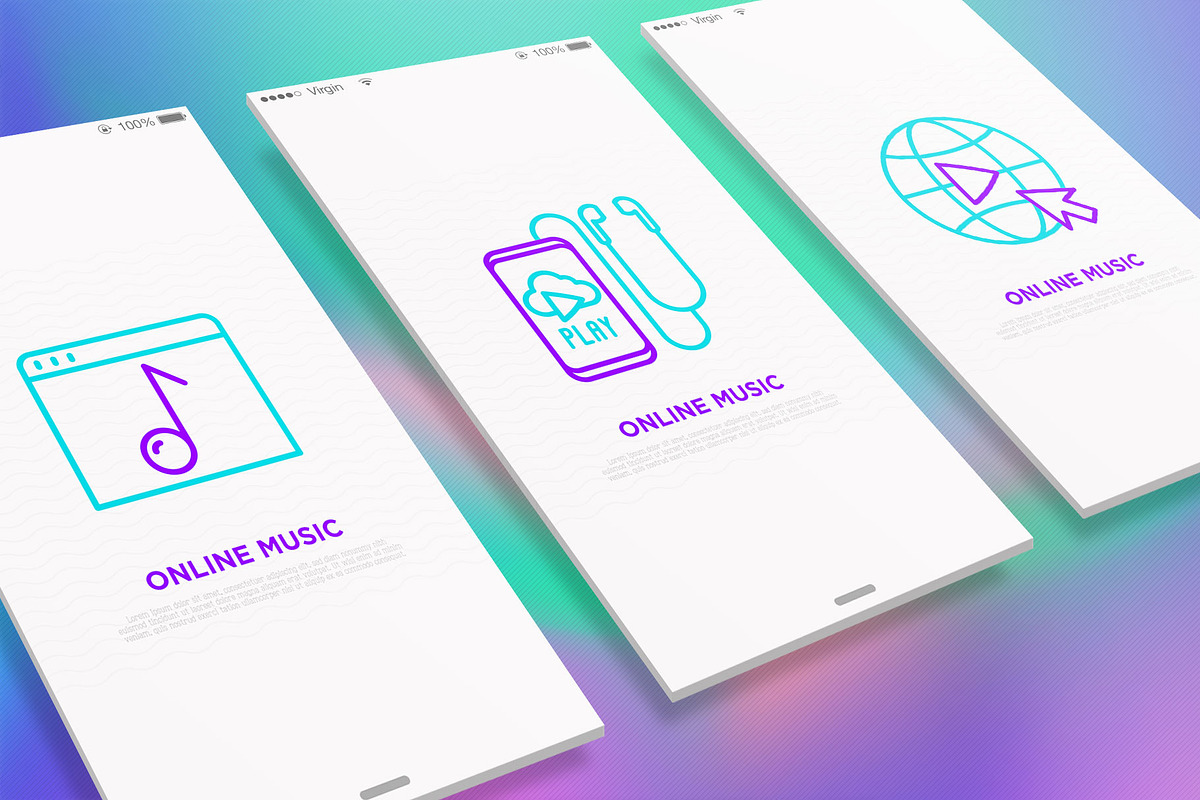 Online Music | 16 Thin Line Icons, an Outline Icon by Alex Blogoodf (Photo 2 of 11)