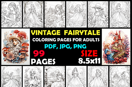Vintage Fairytale Coloring Book, an Animal Illustration by Design Zone