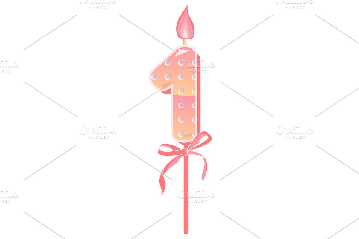 Happy Birthday cake font with pink, an Object Illustration by Zimages