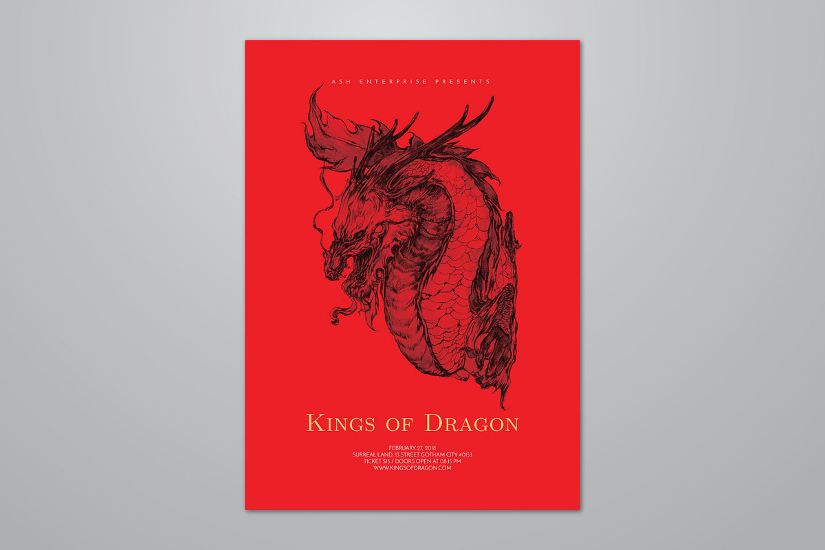 Hand Drawn Chinese Dragon Flyer, a Flyer Template by ashenterprise (Photo 1 of 3)