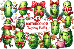 Christmas Kawaii Pickles Clipart, an Illustration by Dream Creation