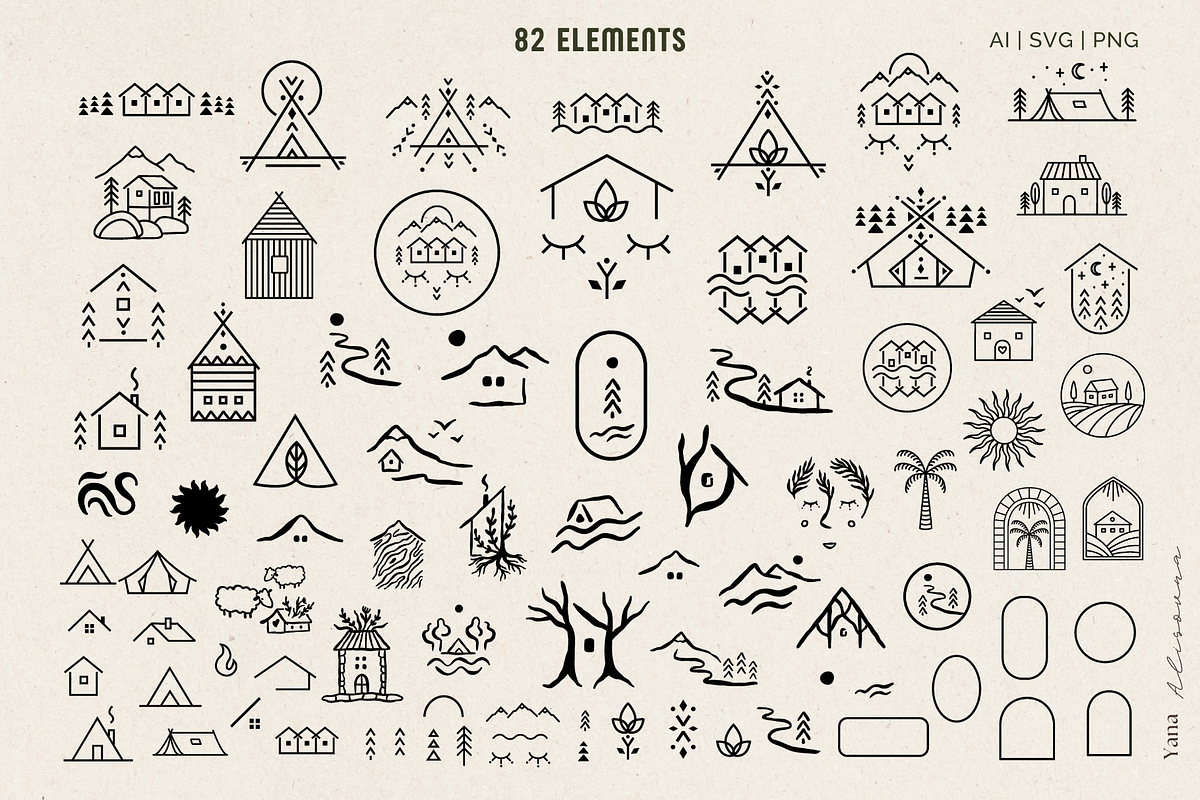 Retreat & Cabin Logo Collection, a Branding & Logo Template by Alisovna (Photo 6 of 14)