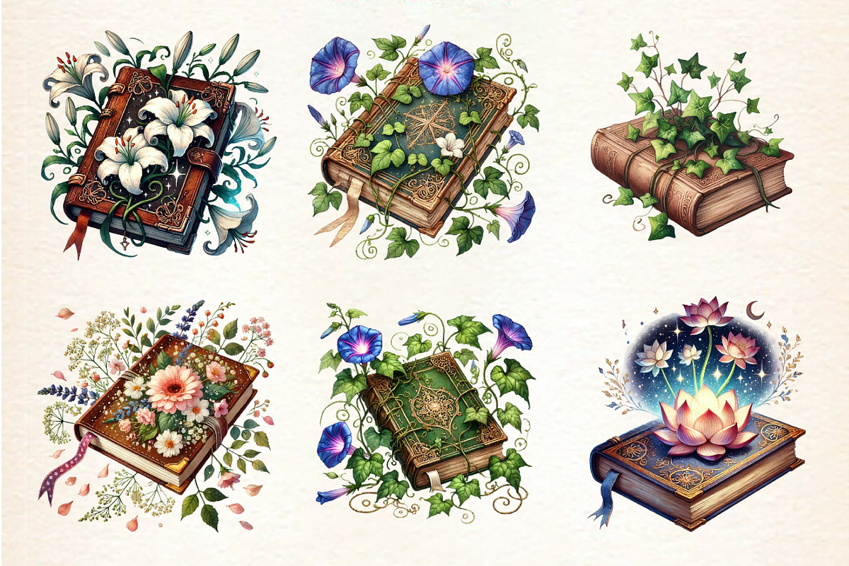 Flower Book Clipart Bundle,, an Illustration by DreamArtGraphic (Photo 5 of 5)