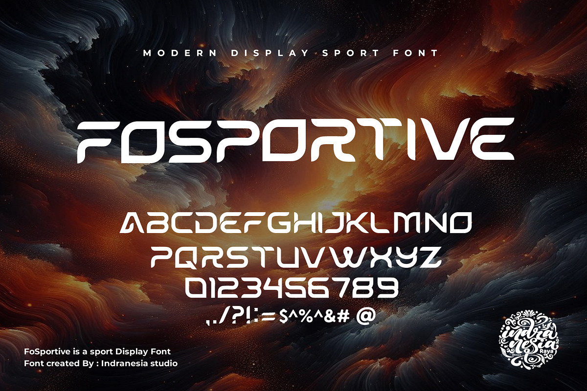 Fosportive display Sport Font, a Sans Serif Font by indranesia (Photo 1 of 3)