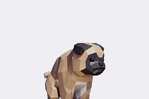 Low Poly Pug Dog