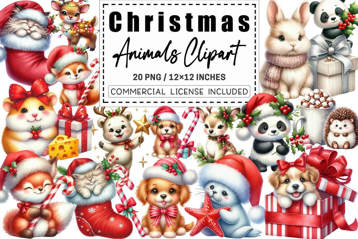 Cute Christmas Animals Clipart, a Graphic by CitraGraphics (Photo 1 of 4)