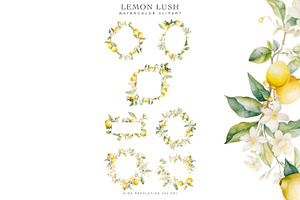 Watercolor Lemon Clipart Collection