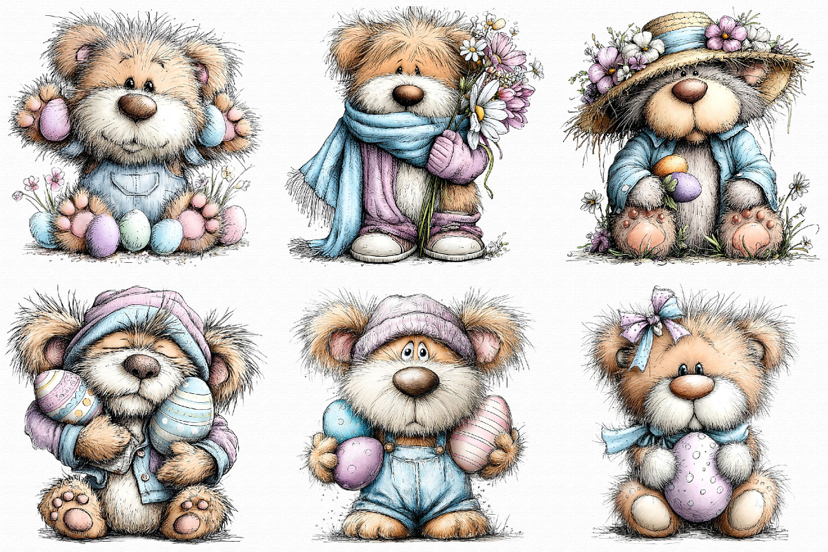 Whimsical Easter Teddy Bear Clipart, an Illustration by Libby Wishes (Photo 7 of 8)