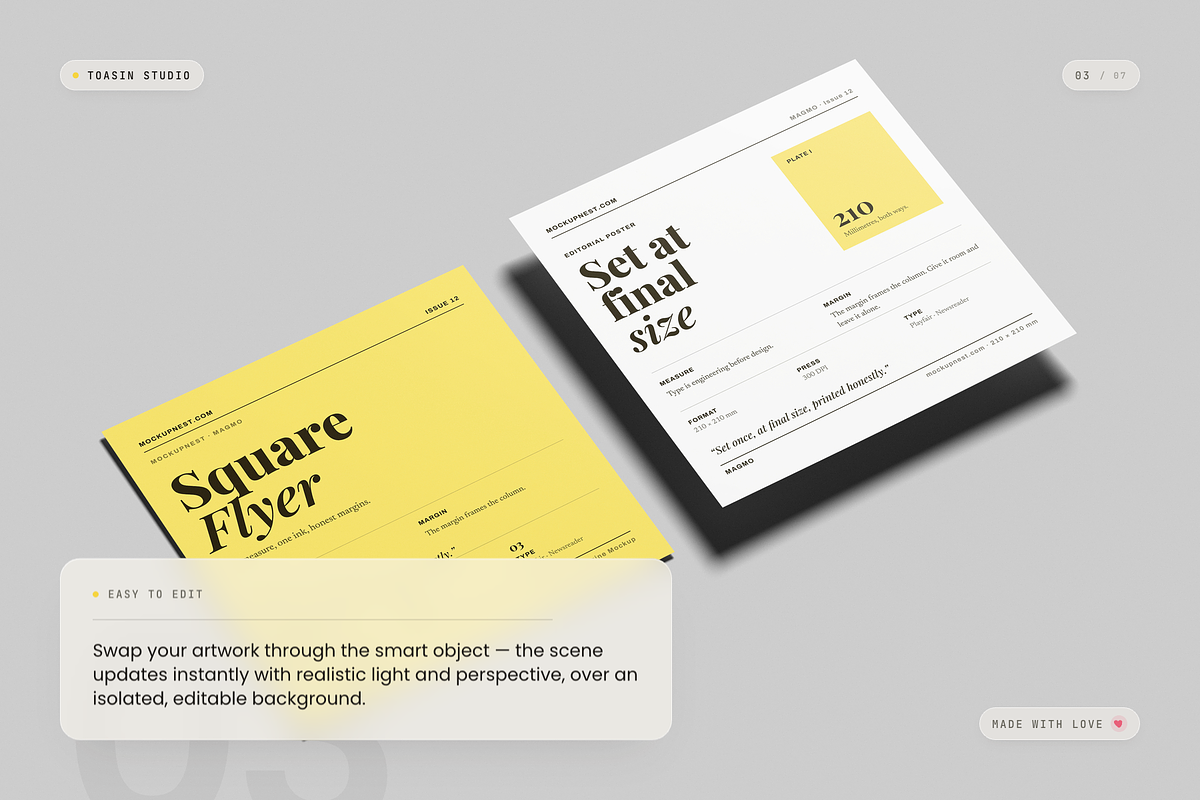Square Flyer Mockup, an Advertising Mockup by Toasin Studio (Photo 3 of 7)