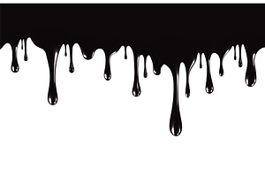 Realistic black paint drips isolated