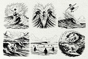 Surfing Scenes Ocean Graphics, a Sport Illustration by DENIDigitalArtSudio (Thumbnail 5 of 7)
