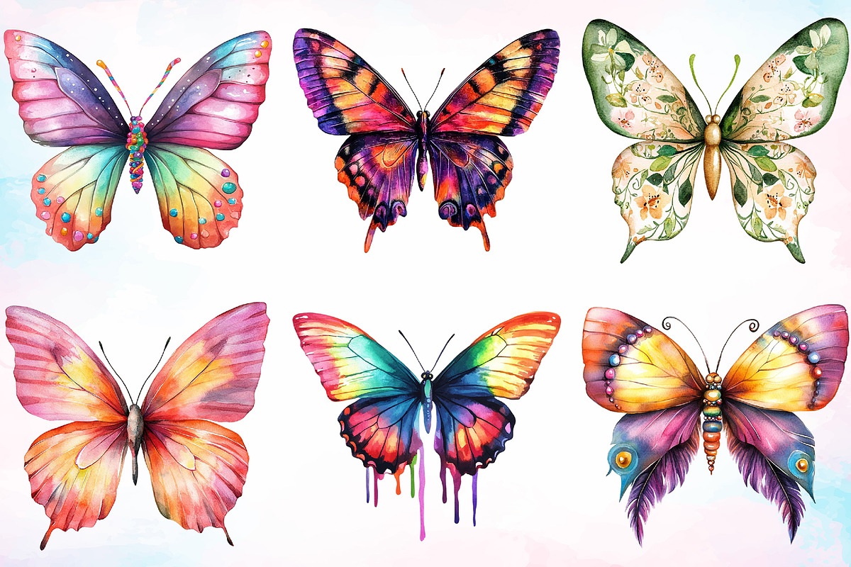 Colorful Drawing Butterfly Clipart, an Animal Illustration by Canvas Craft (Photo 3 of 3)