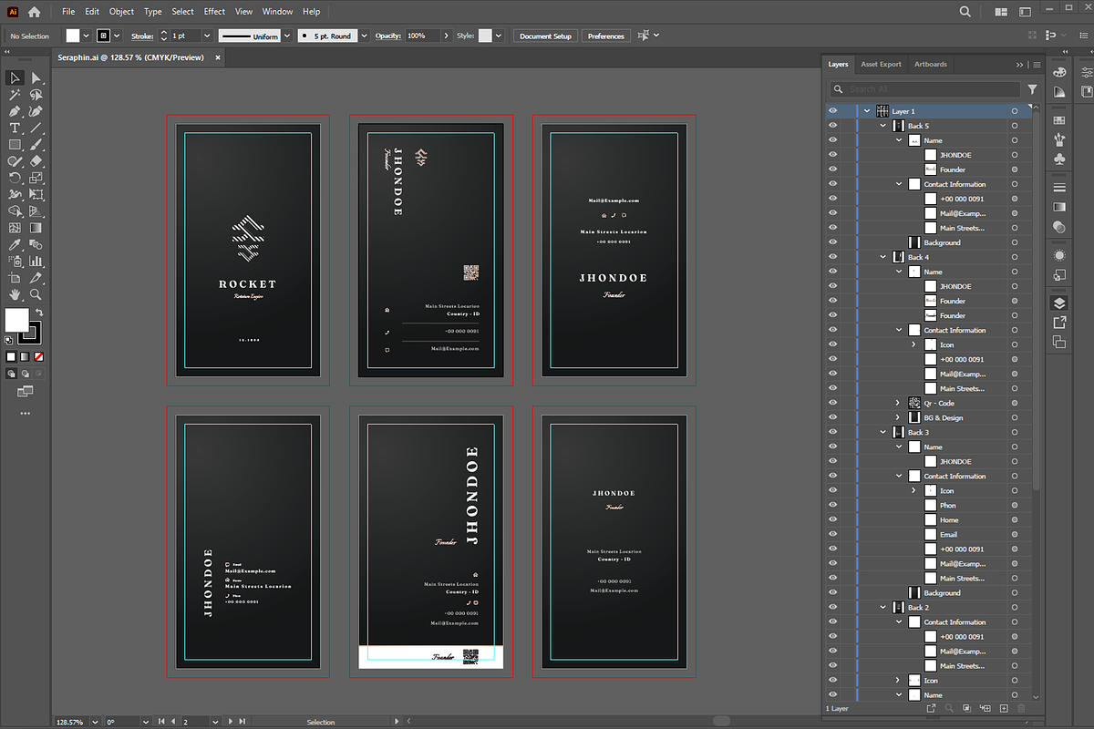 Seraphin - Dark Black Business Card, a Business Card Template by Ctrl space studio (Photo 7 of 9)