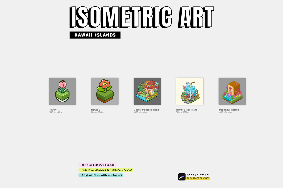 Procreate Isometric Islands Pack, a Brush Add-On by Artbykimmyw (Photo 3 of 10)