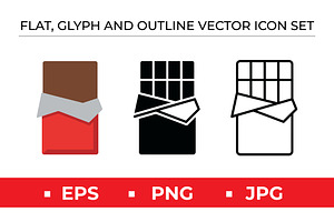 Chocolate Bar Icon Set Vector, an Outline Icon by Artonix