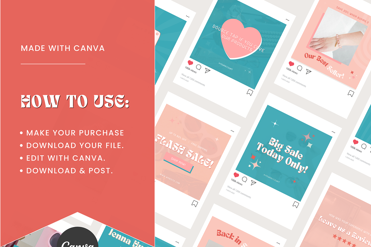 50 Instagram Post Templates - Canva, a Social Media Template by Gebers Marketing & Design (Photo 5 of 7)