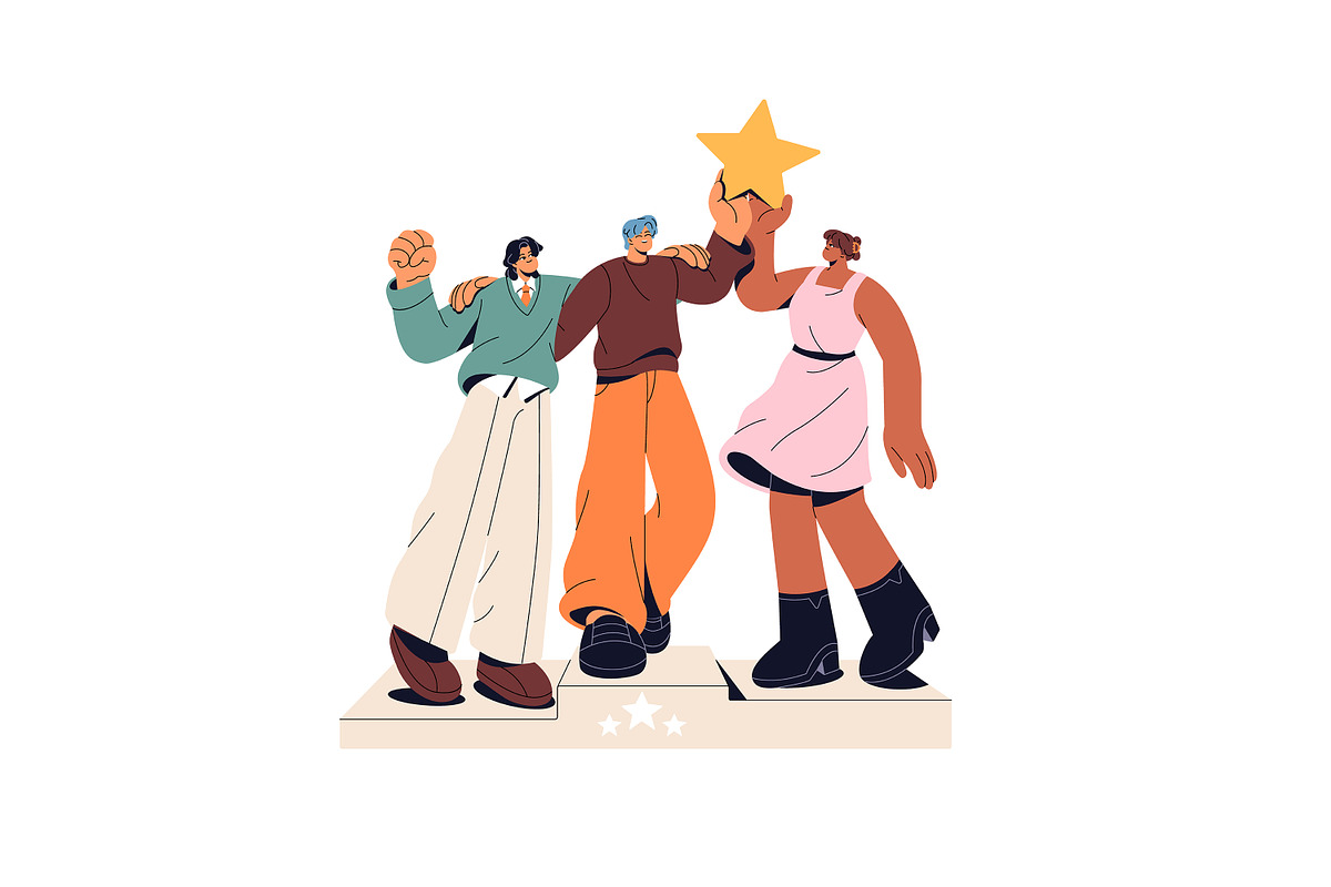 Happy people winners with awards set, a Person Illustration by PaperTrident (Photo 7 of 13)