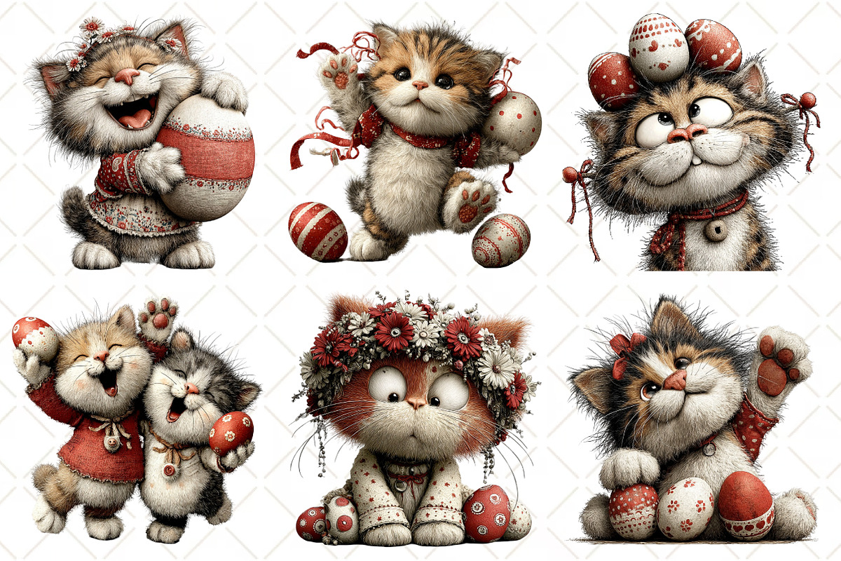 Whimsical Easter Cat Clipart, an Illustration by Black Bird Studio (Photo 2 of 6)