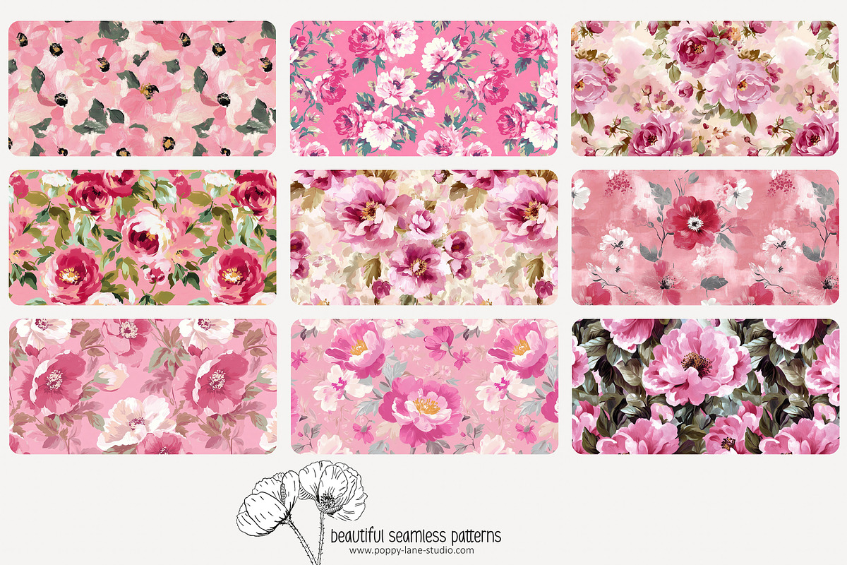 70 impasto floral seamless pattern, a Pattern Graphic by Poppy Lane Studio (Photo 8 of 10)