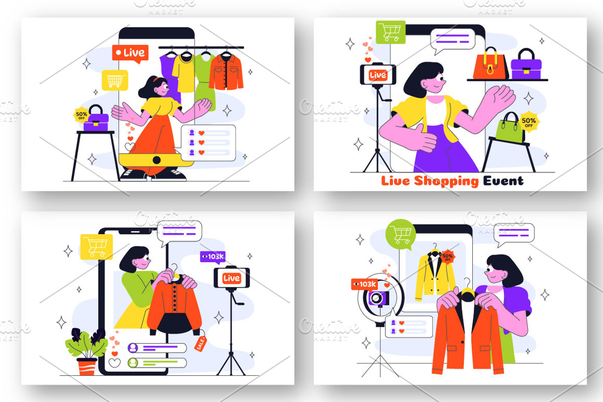 10 Influencer Live Shopping Vector, a Person Illustration by denayunebgt (Photo 3 of 4)