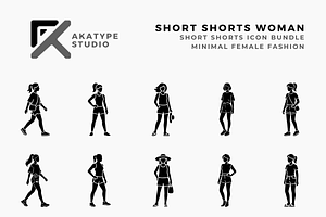 Short Shorts Woman Icon Collection, a Solid Icon by Akatype Studio