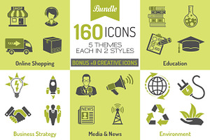 Big Set 160 Icons in 5 Themes
