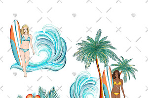 Surfer Girl Cliparts