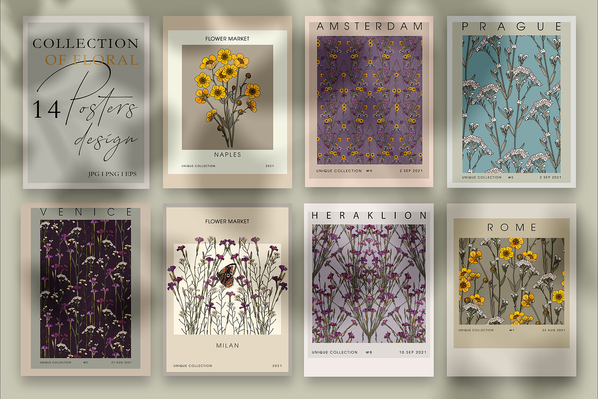 Collecnion of floral posters design, a Decorative Illustration by LanaDzi (Photo 6 of 10)